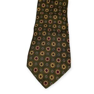 Land's End Green/Red/Yellow 100% Wool Men's Tie